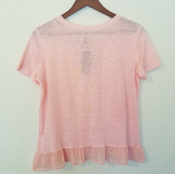 NWT MISS ME Perfect Peach Burnout Ruffle Top - Picture 5 of 8